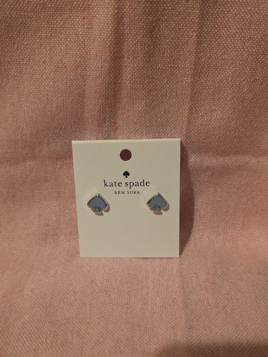 kate spade Jewelry - kate spade Light Blue Spade Stud Earrings with Gold Trim
